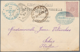 Türkei - Stempel: 1900, Postcard Bearing 20 Pa. Violet Tied By Clear Oval Barred "MAKRIKEUI" In Blue - Autres & Non Classés