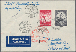 Ungarn: 1936. Ungarn/1. NAF 1936. 3 Gr. Privatbrief Mit Flugmarken Via Frankfurt "c" Nach New York. - Storia Postale