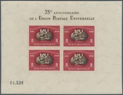 Ungarn: 1950, 2. Juli. Blockpaar: 75 Jahre Weltpostverein (UPU) (1949). Michel 1050 € - Briefe U. Dokumente