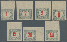 Ungarn - Portomarken: 1915/1919. Postage Due Stamps, Red/green, 7 Values , Imperforated Proofs On Th - Segnatasse