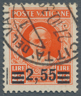 Vatikan: 1934, 2,55 L On 2,50 L Orange-red Provisional Definitive, Second Printing, Surcharge With A - Autres & Non Classés