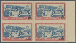 Vatikan: 1945, 6 L On 3,50 L Carmine/blue Express Stamp, Block Of 4 From Right Margin, Both Vertical - Autres & Non Classés