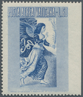 Vatikan: 1956, 60 L Ultramarine Airmail Stamp "Archangel Gabriel", IMPERFORATED At Right Side. VF Mi - Altri & Non Classificati