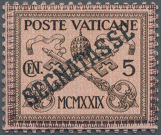 Vatikan - Portomarken: 1931, 5 C Brown On Rose With DOUBLE PRINT Of The Frameline. VF Mint Lightly H - Impuestos