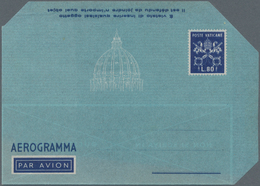 Vatikan - Ganzsachen: 1952, Airletter L. 80 "AEROGRAMMA" Blue, Unused, Two Varieties: (1) Missing In - Postwaardestukken