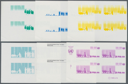 Vereinte Nationen - Genf: 1985. Progressive Proof (6 Phases) In Corner Blocks Of 4 For The 50c Value - Unused Stamps