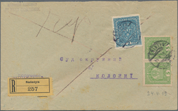 Westukraine: 1919, Registered Cover From Sniatyn To Kolomyi, Franked By Austrian 5 H (2) + 2 Kr. Sca - Ucrania