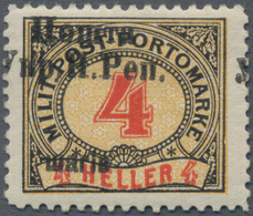 Westukraine: 1919, Overprint On 4 H. Postage Due With Double Overprint And Varity "Scharib" For "Sch - Ukraine