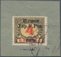Westukraine: 1919, Overprint On 4 H. Postage Due With Double Overprint And Varity "Scharib" For "Sch - Ukraine