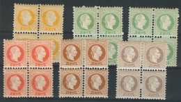 AUSTRIAN Levant. 1867. Fine Print. 2 Sld, 3sld (2 Shades), 5 Sld, 15 Sld And 25 Sld In Block Of Four, Full OG Light Hing - Autres & Non Classés