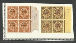 BC - Jamaica. 1917. War Stamps. 1 1/2d + 3d. UMNH Blocks Of Four, Margin Borders With Varieties 1 1/2d Of Stamps Ommited - Autres & Non Classés