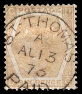 BC - St. Thomas. ST. THOMAS. 6d Pale Buff, Plate 11. WMK. Spray Central Cds "St. Thomas/1873/paid" (xxx).  Minor Crease  - Other & Unclassified