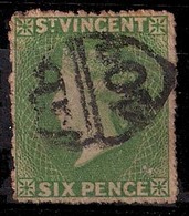 BC - St. Vincent. C. 1860's. 6d. / Anglo - French "GB / 40c." Mark Cancel. (Yv 2c. 2750 FF?) - Otros & Sin Clasificación