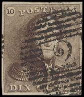 BELGIUM. Yv 1º. 10c Brown Large Margins All Around "2" Grill Nice Print. VF. - Other & Unclassified