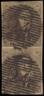 BELGIUM. Yv1aº (2). 10c Brown Red, Vertical Pair, Very Large Margins All Around, Medium Paper Cancelled "24" Grill. The  - Sonstige & Ohne Zuordnung