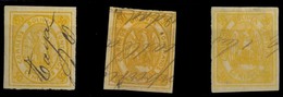 BOLIVIA. Yv 5º (x3). 3 Diff Distintive 50c Yellow, Dark, Yellow And Lemn Prints All VF Pen Cancelled. Ex Patiño. - Bolivië