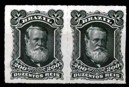 BRAZIL. 1877. White Beard 200r Black Rouletted, A Very Fine Unused Pair. Scarce Multiple-only Nine Pairs Are Recorded. S - Other & Unclassified