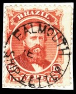 BRAZIL. 1866. 10r Vermilion, A Delighful Used Example With Circular 'Falmouth Ship Letter' British Datestamp In Black. S - Other & Unclassified