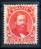 BRAZIL. 1866. 10r Vermilion On Blued Paper, A Very Fine Used Example Of Good Colour And Centering. Scarce Stamp. Scott 5 - Other & Unclassified