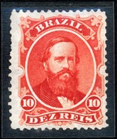 BRAZIL. 1866. 10r Vermilion On Blued Paper, A Very Fine Original Gum Example With 'blocking' On Reverse Where Paper Has  - Other & Unclassified