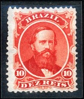 BRAZIL. 1866. 10r Vermilion On Blued Paper, A Very Fine Original Gum Example With 'blocking' On Reverse Where Paper Has  - Autres & Non Classés