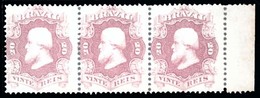 BRAZIL. 1866. 20r Rose Lilac, A Fine Right Marginal Horizontal Strip Of Three, Unused. Scott 54. - Altri & Non Classificati