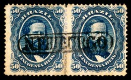 BRAZIL. 1866. 50r Blue, A Fine Pair Cancelled By Complete Strike Of Oval Framed 'NOVA FRIBURGO' Handstamp In Black. Ayre - Altri & Non Classificati