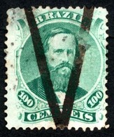 BRAZIL. 1866. 100r Green Cancelled By Faint Dotted Handstamp And Bold Letter 'V' Handstamp In Black, Unlisted By Ayres & - Altri & Non Classificati