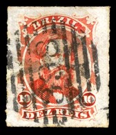 BRAZIL. 1876. 10r Vermilion, A Fine Used Example Lightly Cancelled On Departure And Fully Struck With Italian '398' Nume - Sonstige & Ohne Zuordnung