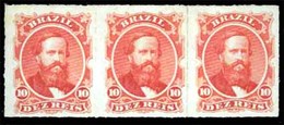 BRAZIL. 1876. 10r Vermilion, A Fine Unused Strip Of Three Of Fresh Colour. Scott 61. Meyer 30. - Other & Unclassified