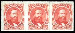 BRAZIL. 1876. 10r Vermilion, A Fine Unused Strip Of Three Of Fresh Colour. Scott 61. Meyer 30. - Andere & Zonder Classificatie