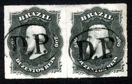 BRAZIL. 1876. 200r Black, A Beautiful Pair Cancelled By Oval 'DP' Handstamps [Too Late] In Black. Superb And Scarce, Ayr - Altri & Non Classificati