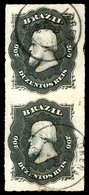 BRAZIL. 1876. 200r Black, A Fine Used Vertical Pair Cancelled By LORENA French Type Circular Datestamp 13.AGO.82 In Blac - Sonstige & Ohne Zuordnung