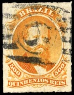 BRAZIL. 1876. 500r Orange Cancelled Solely On Arrival By American '6' Numeral Obliterator In Black. Scarce And Fine. Sco - Other & Unclassified