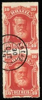 BRAZIL. 1877. 10r Vermilion, A Fine Used Vertical Pair Cancelled By Neat AREAS French Type Cds Dated 30.OUT.79 In Black. - Other & Unclassified