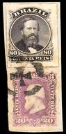 BRAZIL. 1878. 20r Violet On Small Piece With 1876 Rouletted 80r Slate Tied By 'Cross In Circle' PELOTAS Cancellation In  - Altri & Non Classificati