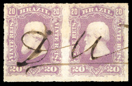 BRAZIL. 1878. 20r Violet, A Used Pair Cancelled 'DU' In Manuscript Ink. Scott 69. - Other & Unclassified