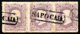 BRAZIL. 1878. 20r Violet In A Strip Of Three Cancelled By Very Fine Strike Of Framed 'SAPOCAIA' Handstamp In Black, Ayre - Sonstige & Ohne Zuordnung