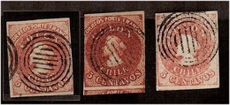 CHILE. 1854/5. 5c. Diff. Prints. Superb Choice Trio In Excellent Condition. - Chili