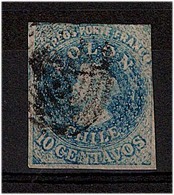 CHILE. 1856. 5c. 10c. Wmk. Blurred Print / Diagonal Lines (!). Most Unusual Appeal. Looks Squeezed Print. - Chile