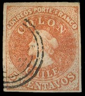 CHILE. 1854. Sc. 3. 5c Brown Orange Engraved. Large Margins / Used. V Fine Cond. - Chile