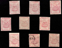 COLOMBIA. 1865. Sc. 35, 35a, 1c. Rose. Selection Of 6 Mint (2 On Pelure Paper) And 3 Used. Diff. Shades / Cancels. F-VF. - Kolumbien