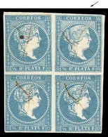 E-ANTILLAS. 1/2 Rl. Milkish Bluish. Nice Cross Cancels. Block Of 4. Position 2 Of 1st Row Show SUBSITUTED CLICHE (notice - Altri & Non Classificati