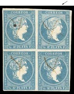 E-ANTILLAS. 1/2 Rl. Milkish Bluish. Nice Cross Cancels. Block Of 4. Position 2 Of 1st Row Show SUBSITUTED CLICHE (notice - Other & Unclassified