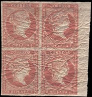 E-ANTILLAS. 1857. 2rs Rojo. Bloque De 4. Borde Hoja. Con Plena Goma Original. Escaso. - Sonstige & Ohne Zuordnung