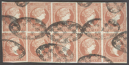 E-ANTILLAS. 1857. Ed 9º (x10). 2rs Rojo Palido Bloque Horizontal De 10. Impresión Encharcada A La Izq. Interesante Y Esp - Sonstige & Ohne Zuordnung