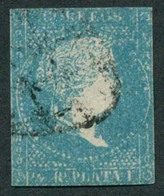 E-ANTILLAS. 1857. Ed 7º. 1/2rl Azul Sin Filigrana. Espectacular Sello Con Impresión Multiple Totalmente Encharcada Y En  - Other & Unclassified