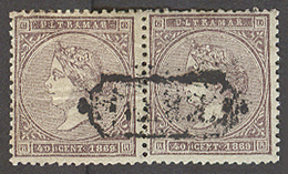 E-ANTILLAS. 1869. Ed 18º (x2). 40c Violeta Pareja Horizontal Con Matasellos Certificado. Muy Escasa. - Andere & Zonder Classificatie