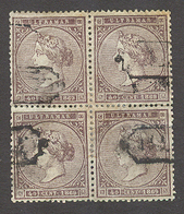 E-ANTILLAS. 1869. Ed (18º (x4). 40c Violeta Bloque 4 Usado Bien Centrado Con Matasellos Certificado. Espectacular Y Muy  - Altri & Non Classificati