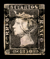 E-ISABEL II. 1º Pl. I. Margenes Ctos. Presenta Interesante Empastado De Plancha Sucia En Todas Las Letras De CUARTOS. M. - Altri & Non Classificati